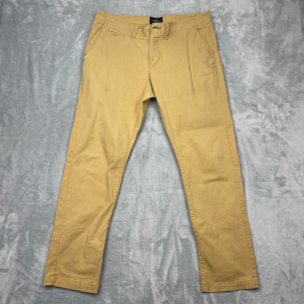 American Eagle Chino Pants Mens 34x32 (36x30) Brown Stretch Skinny Leg Outdoor